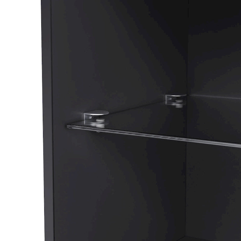 Mobile TV con caminetto elettrico non riscaldante da 34,2", Centro di intrattenimento con luce LED, Ripiani in vetro temperato per TV fino a 75"
