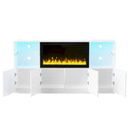 Mobile TV con caminetto elettrico non riscaldante da 34,2", Centro di intrattenimento con luce LED, Ripiani in vetro temperato per TV fino a 75"