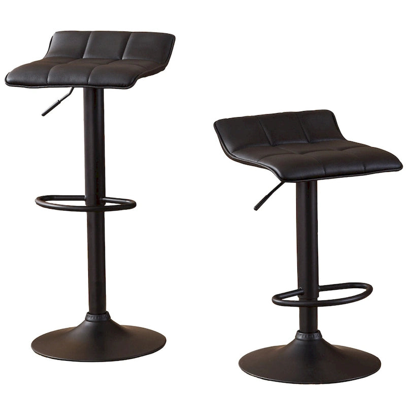 Set moderno di 2 sgabelli da bar girevoli con seduta in pelle, base in metallo, regolabili in altezza, per isola cucina, sala da pranzo, soggiorno