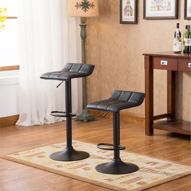 Set moderno di 2 sgabelli da bar girevoli con seduta in pelle, base in metallo, regolabili in altezza, per isola cucina, sala da pranzo, soggiorno