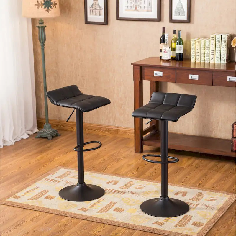 Set moderno di 2 sgabelli da bar girevoli con seduta in pelle, base in metallo, regolabili in altezza, per isola cucina, sala da pranzo, soggiorno
