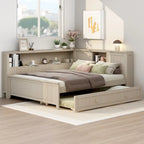 Divano Letto in Legno Matrimoniale con Letto Estraibile e Ripiani Portaoggetti - Alternativa al Divano Letto Trasformabile - Ottimo per Piccoli Spazi