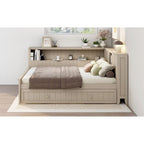 Divano Letto in Legno Matrimoniale con Letto Estraibile e Ripiani Portaoggetti - Alternativa al Divano Letto Trasformabile - Ottimo per Piccoli Spazi