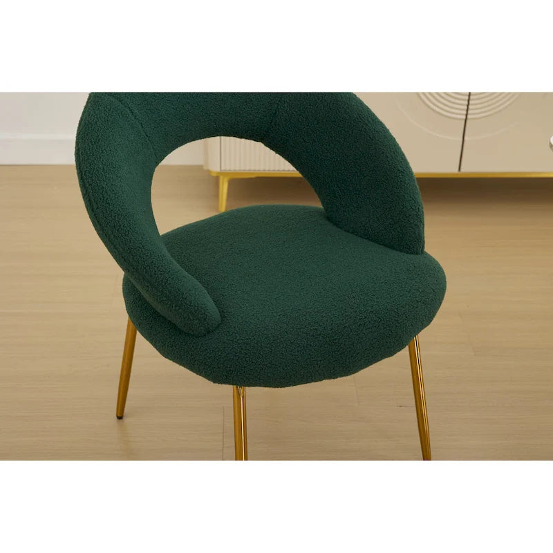 Set di 1 sedia da pranzo con schienale curvo e gambe in metallo dorato