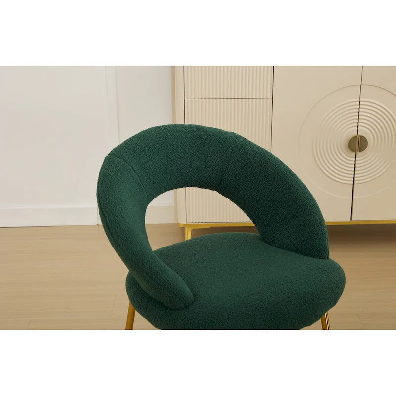 Set di 1 sedia da pranzo con schienale curvo e gambe in metallo dorato
