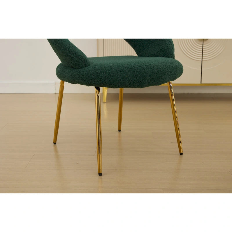 Set di 1 sedia da pranzo con schienale curvo e gambe in metallo dorato