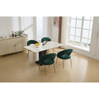 Set di 1 sedia da pranzo con schienale curvo e gambe in metallo dorato