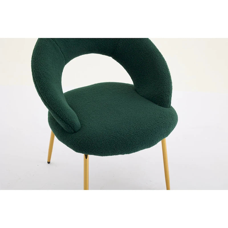 Set di 1 sedia da pranzo con schienale curvo e gambe in metallo dorato