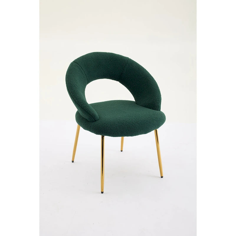 Set di 1 sedia da pranzo con schienale curvo e gambe in metallo dorato