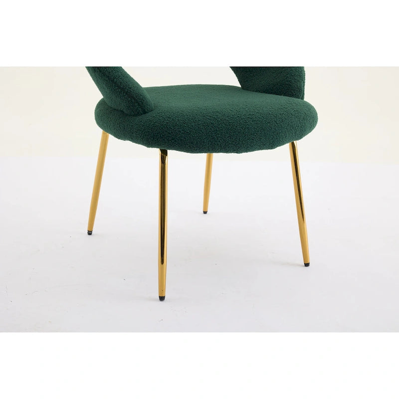 Set di 1 sedia da pranzo con schienale curvo e gambe in metallo dorato