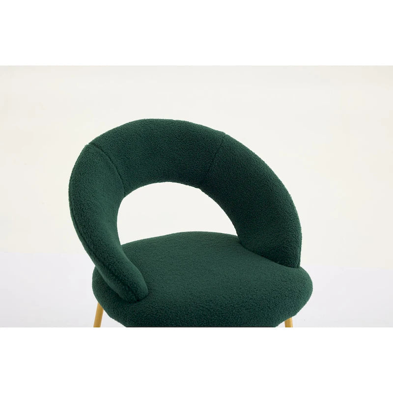 Set di 1 sedia da pranzo con schienale curvo e gambe in metallo dorato