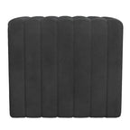 Pouf ottomano, trapuntato a canali, in similpelle nera, 48 cm