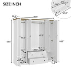 Armadio a quattro ante con due cassetti - 60,6L x 20,8P x 68,5A