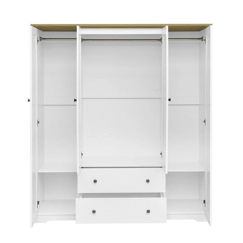 Armadio a quattro ante con due cassetti - 60,6L x 20,8P x 68,5A