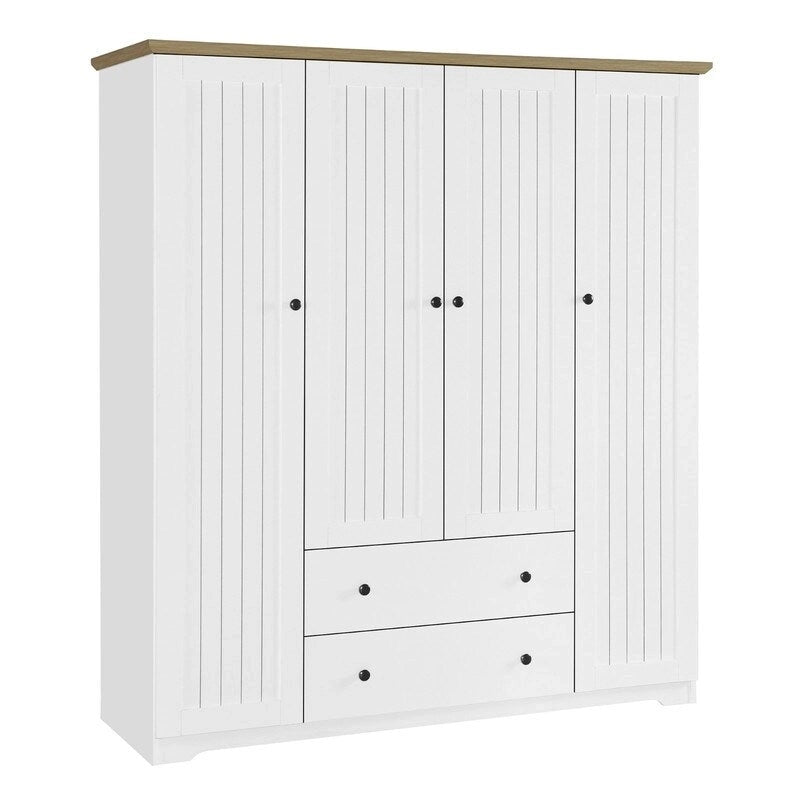 Armadio a quattro ante con due cassetti - 60,6L x 20,8P x 68,5A