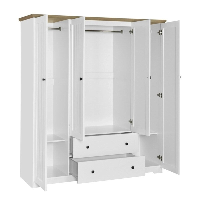 Armadio a quattro ante con due cassetti - 60,6L x 20,8P x 68,5A