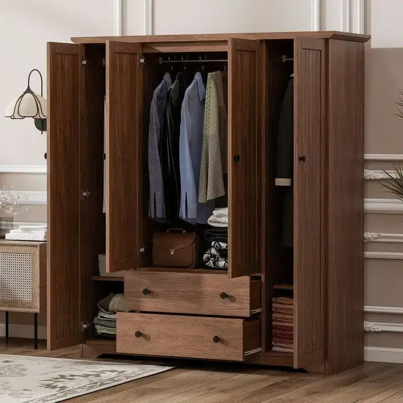 Armadio a quattro ante con due cassetti - 60,6L x 20,8P x 68,5A