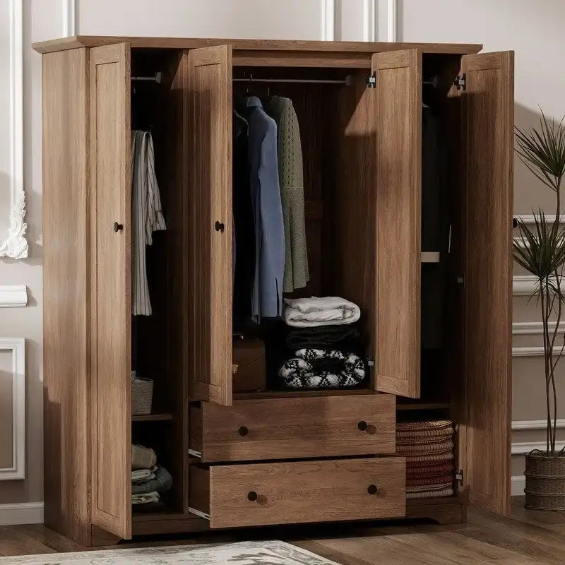 Armadio a quattro ante con due cassetti - 60,6L x 20,8P x 68,5A