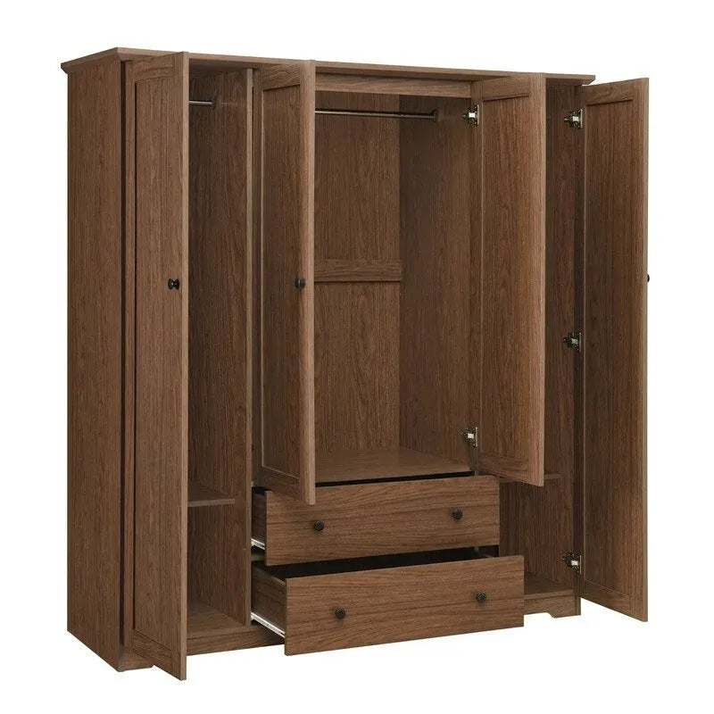 Armadio a quattro ante con due cassetti - 60,6L x 20,8P x 68,5A