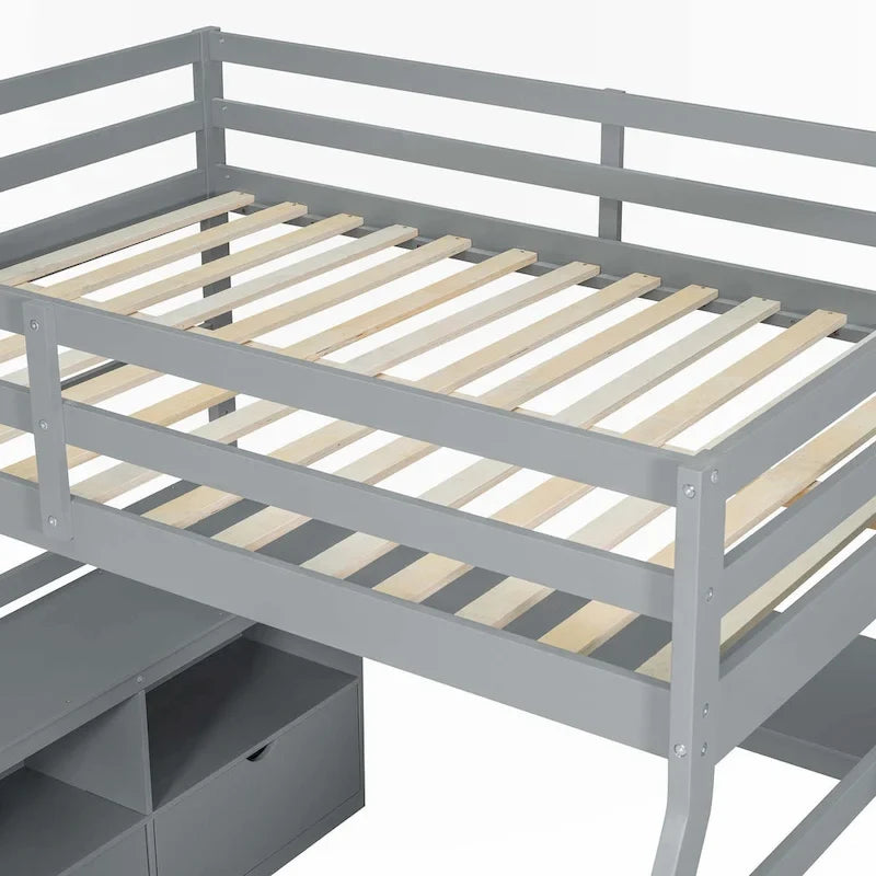 Letto a soppalco a una piazza e mezza con cassetti e scrivania