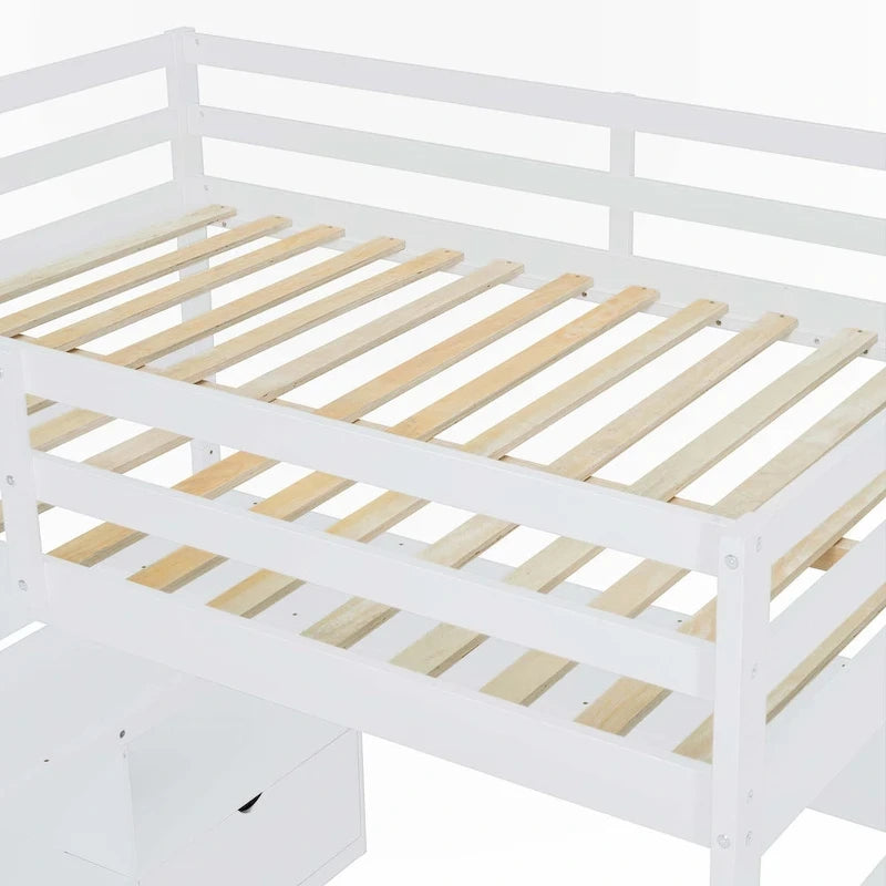 Letto a soppalco a una piazza e mezza con cassetti e scrivania