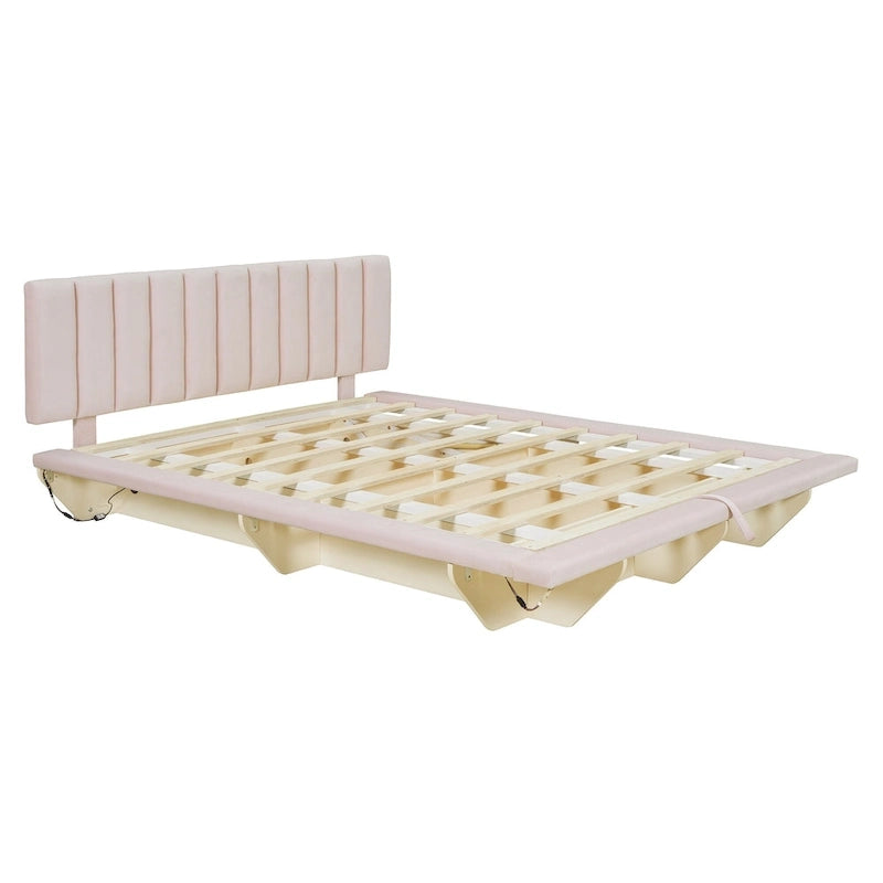 Letto matrimoniale "Queen Size" sospeso con luci LED e USB