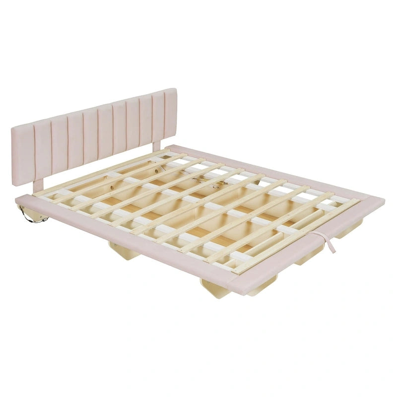 Letto matrimoniale "Queen Size" sospeso con luci LED e USB