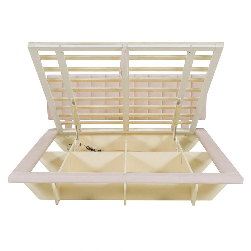 Letto matrimoniale "Queen Size" sospeso con luci LED e USB