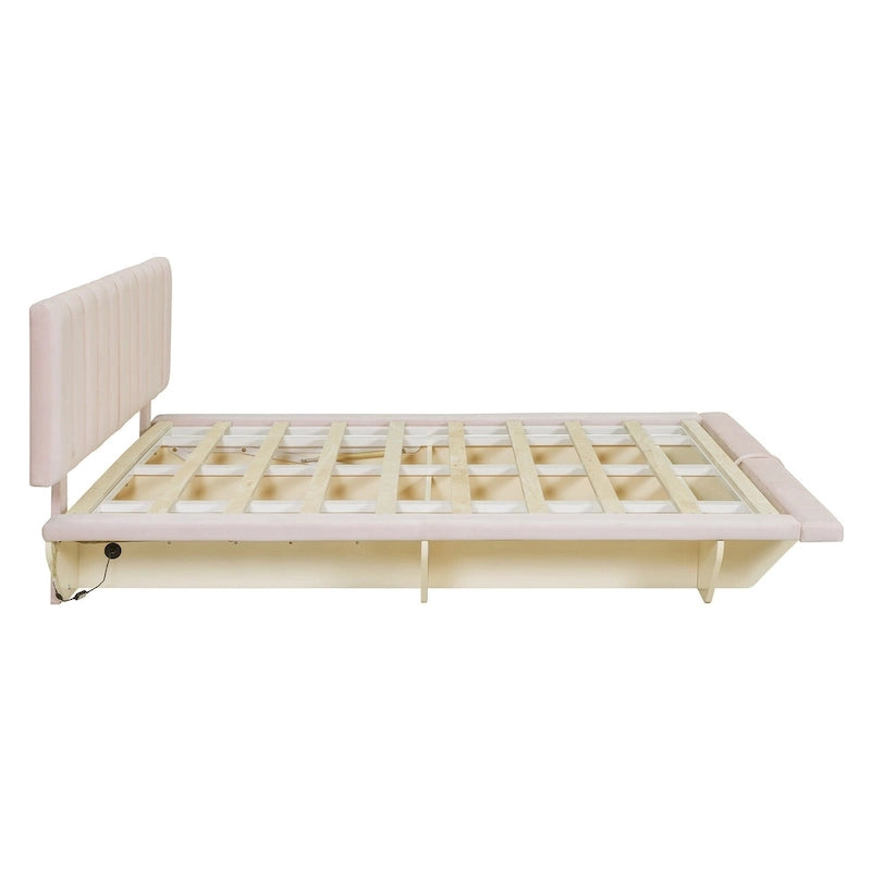 Letto matrimoniale "Queen Size" sospeso con luci LED e USB