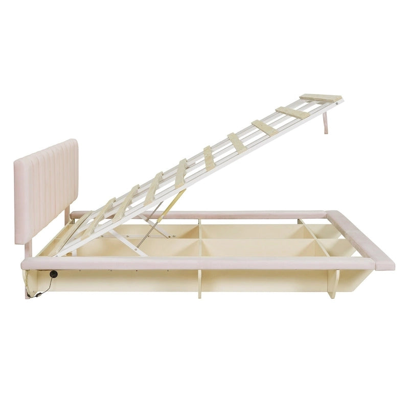 Letto matrimoniale "Queen Size" sospeso con luci LED e USB