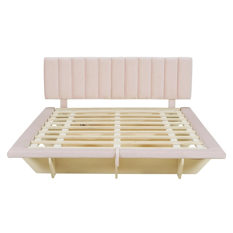 Letto matrimoniale "Queen Size" sospeso con luci LED e USB