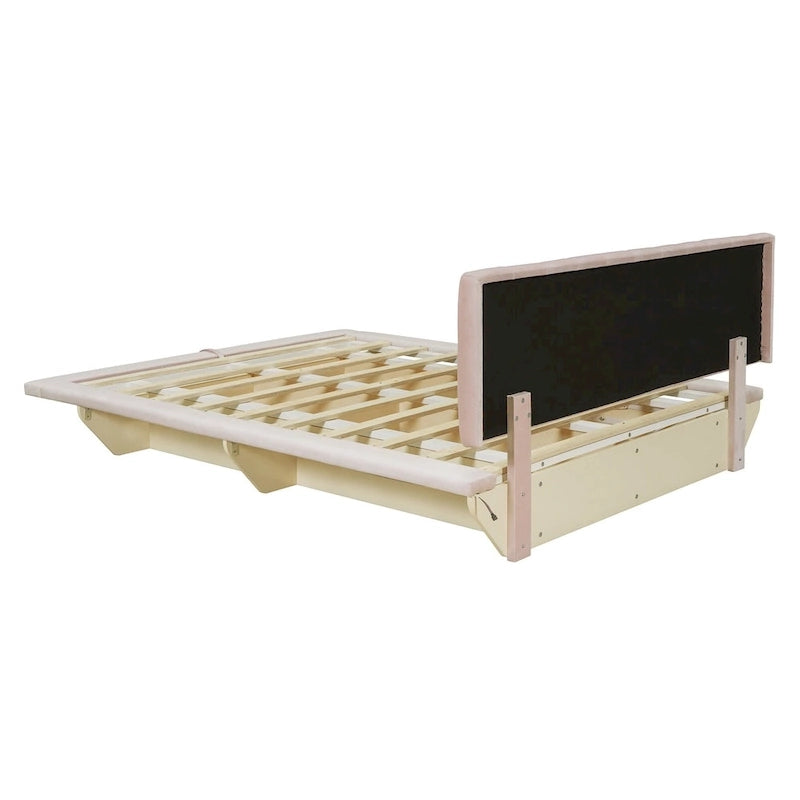 Letto matrimoniale "Queen Size" sospeso con luci LED e USB