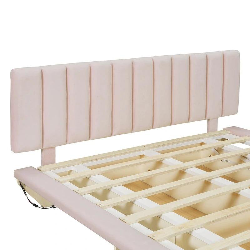 Letto matrimoniale "Queen Size" sospeso con luci LED e USB