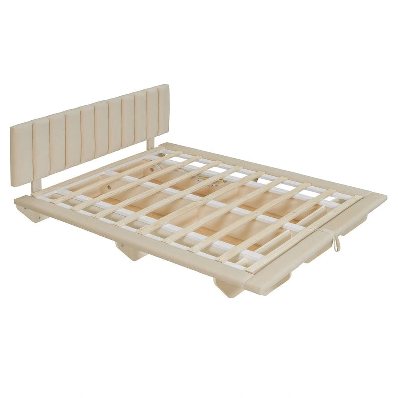 Letto matrimoniale "Queen Size" sospeso con luci LED e USB