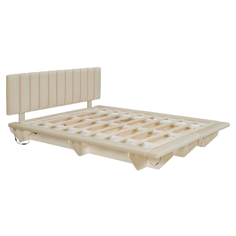 Letto matrimoniale "Queen Size" sospeso con luci LED e USB