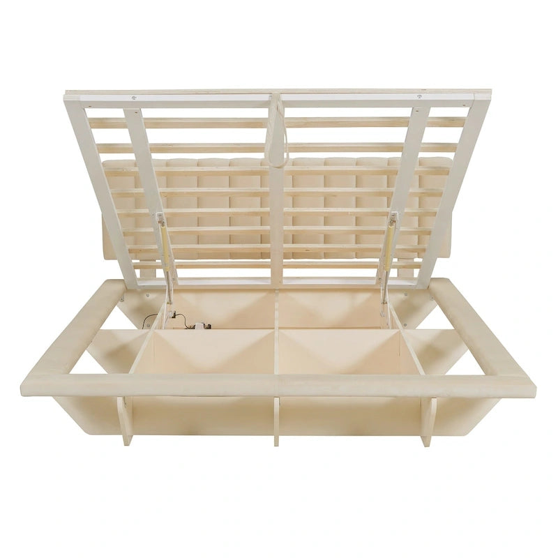 Letto matrimoniale "Queen Size" sospeso con luci LED e USB
