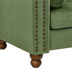 Divano Chesterfield in velluto da 74,5" con bottoni capitonné, braccioli arrotolati, gambe tornite e design elegante