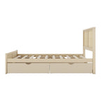 Letto con piattaforma contenitore in legno con 4 cassetti e testiera in rattan
