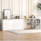 Queen Wooden Murphy Bed with Rotating Desk, Foldable Cabinet