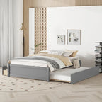 Letto a piattaforma interamente in legno massello con rotelle estraibili doppie