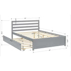 Struttura letto a piattaforma in legno full size con testiera e rotelle singole