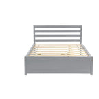 Struttura letto a piattaforma in legno full size con testiera e rotelle singole