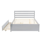 Struttura letto a piattaforma in legno full size con testiera e rotelle singole