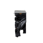 Consolle in legno di teak con bordo vivo e base a tronco d'albero con piano in vetro trasparente - Nero - 16W x 49L x 32H