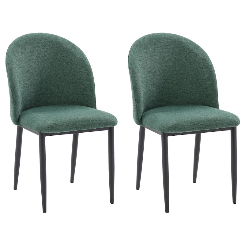 Sedie da Pranzo Imbottite con Gambe Nere, Set da 2
