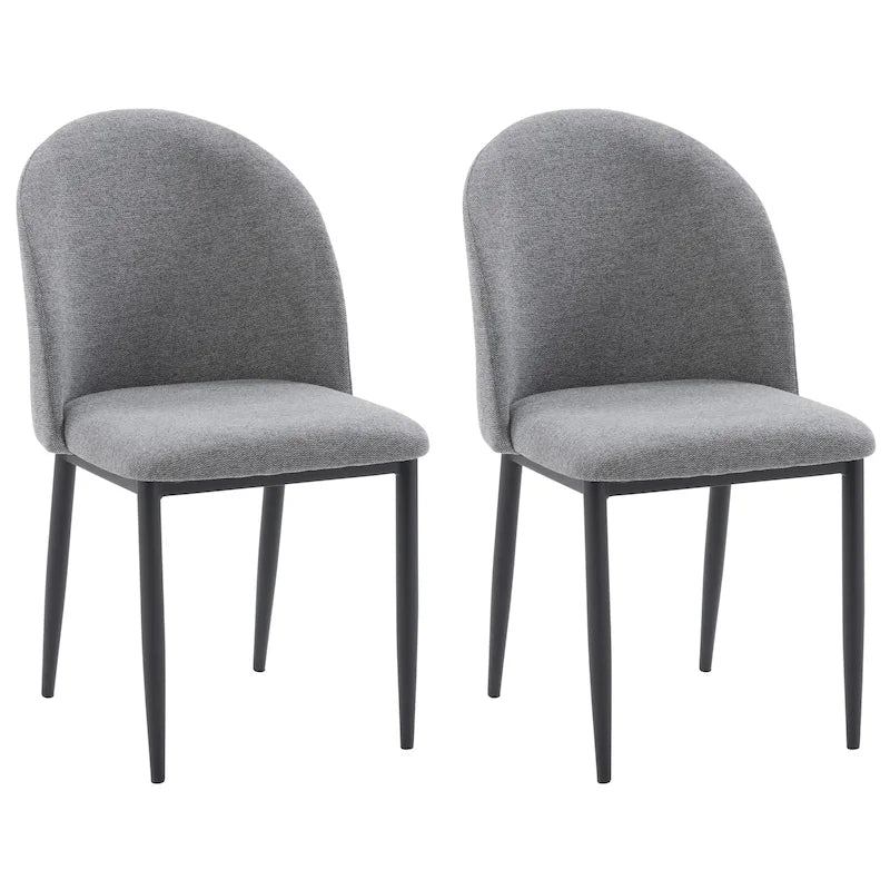 Sedie da Pranzo Imbottite con Gambe Nere, Set da 2