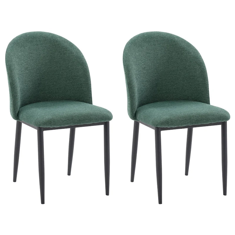 Sedie da Pranzo Imbottite con Gambe Nere, Set da 2