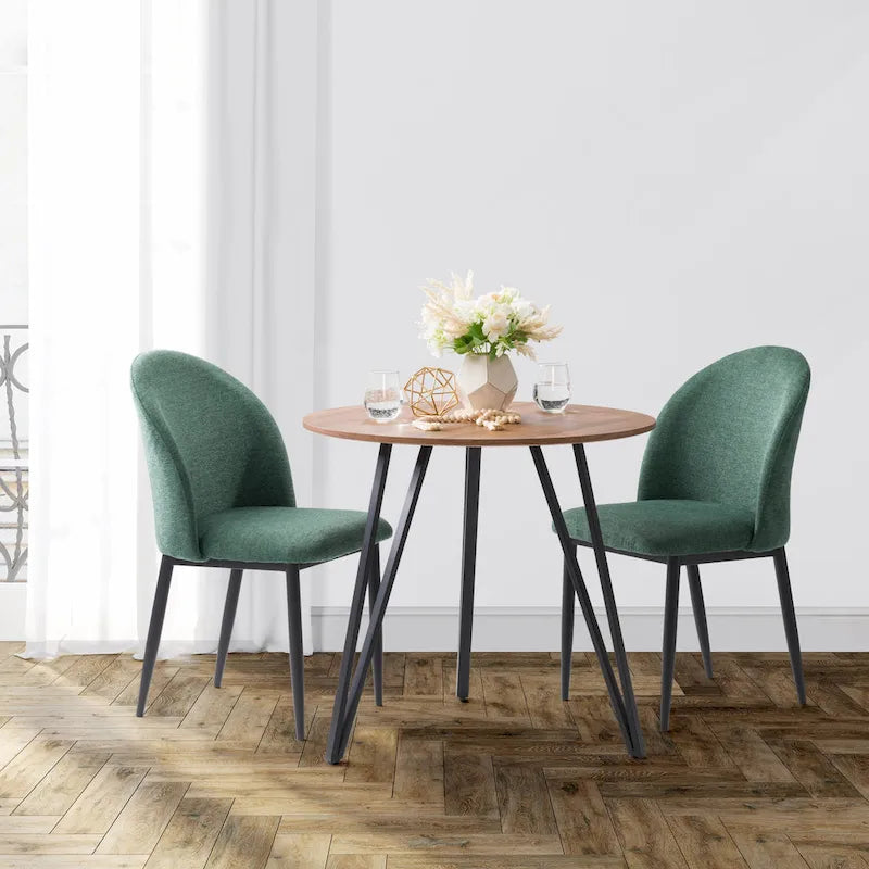 Sedie da Pranzo Imbottite con Gambe Nere, Set da 2