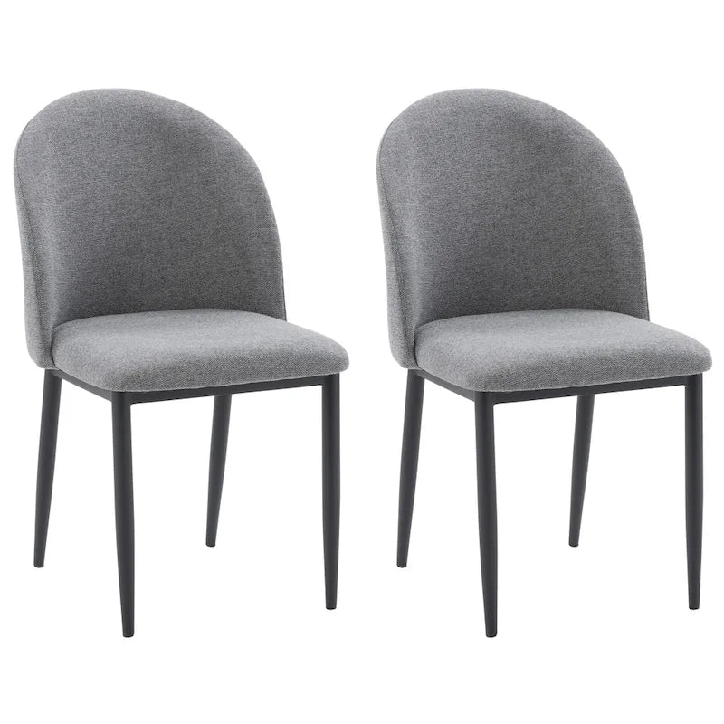Sedie da Pranzo Imbottite con Gambe Nere, Set da 2