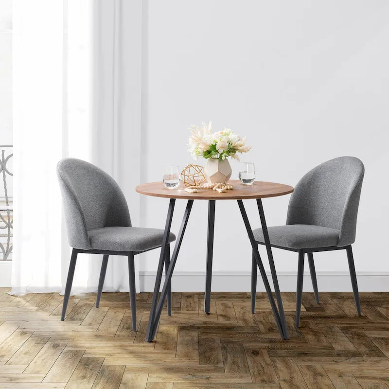 Sedie da Pranzo Imbottite con Gambe Nere, Set da 2
